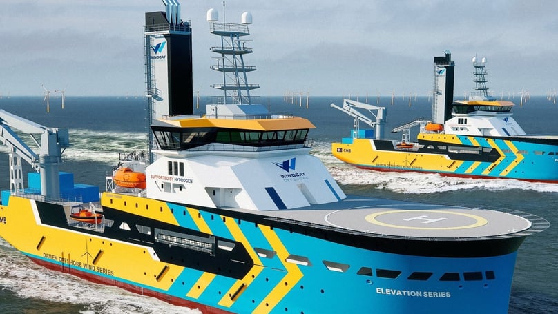 An artist's impression of the Damen CSOV 8720 model used for offshore wind power services. Photo courtesy of Damen.